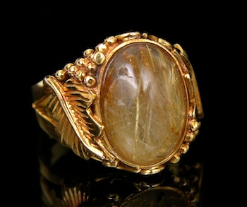 Appraisal: Ladies' Ring with Rutilated Quartz in High Carat Gold Fancy