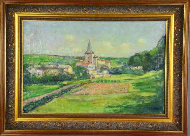 Appraisal: Jacobus Doeser Landscape Oil On CanvasDepicting an impressionistic landscape with