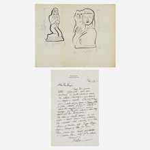 Appraisal: William Zorach SKETCH FOR CHILD WITH CAT c ink and