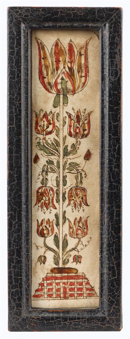 Appraisal: Fraktur bookmark of a tulippennsylvania early th century