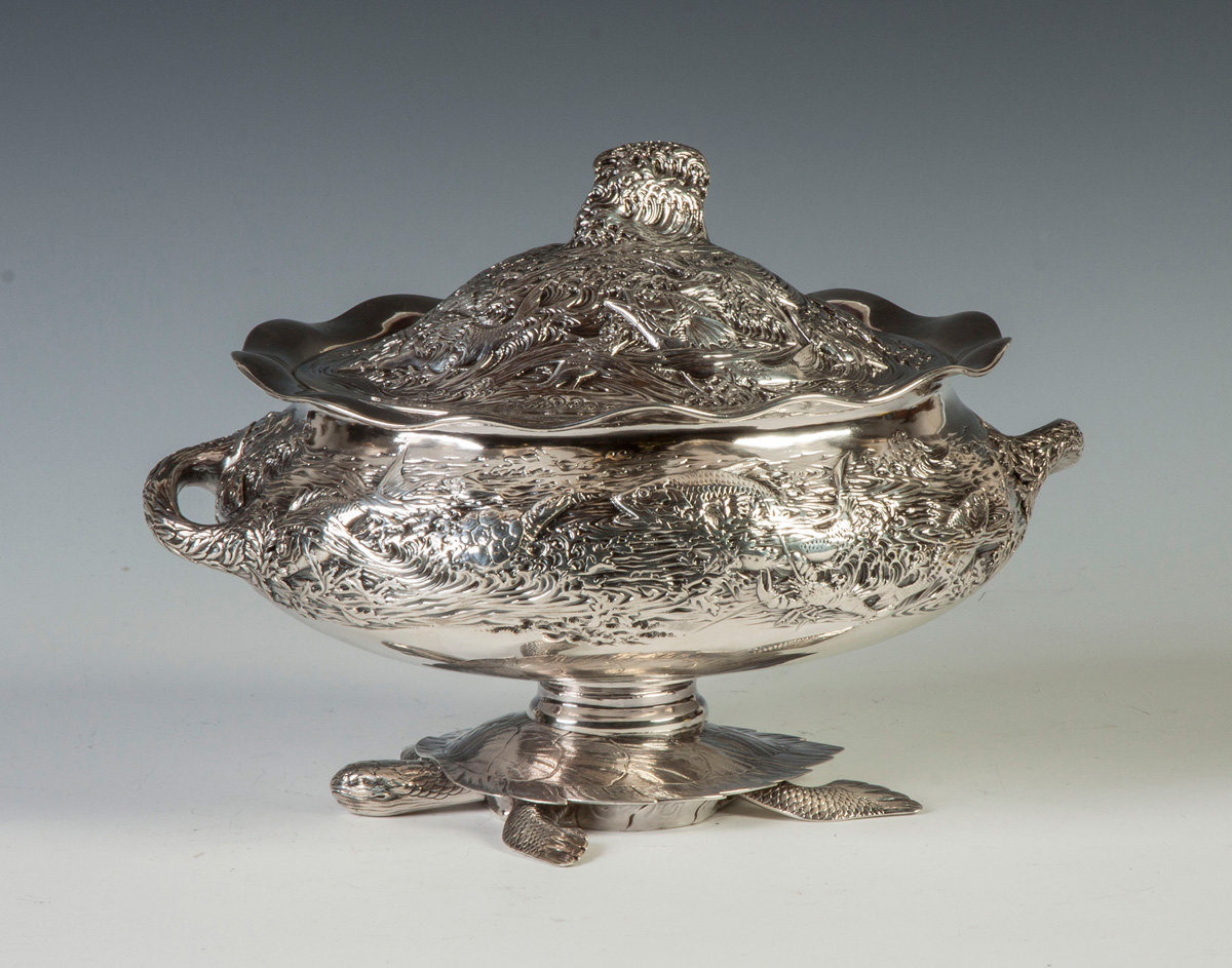 Appraisal: Fine Sterling Silver Covered Tureen th cent With turtle base