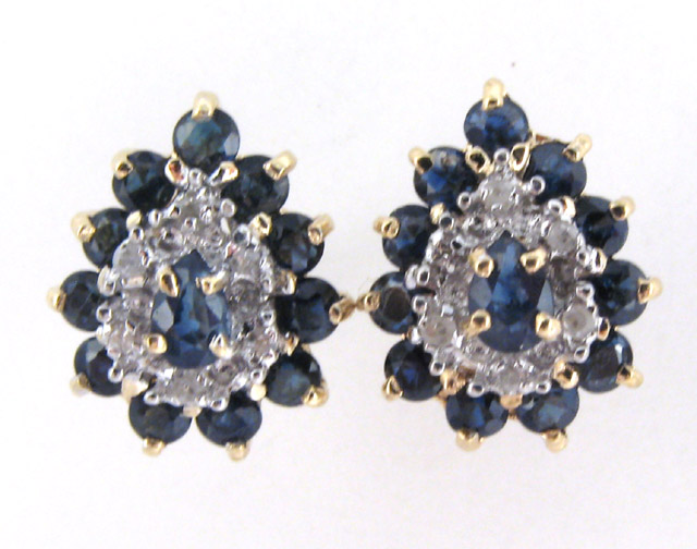 Appraisal: PAIR OF SAPPHIRE EARRINGS each k yellow and white gold