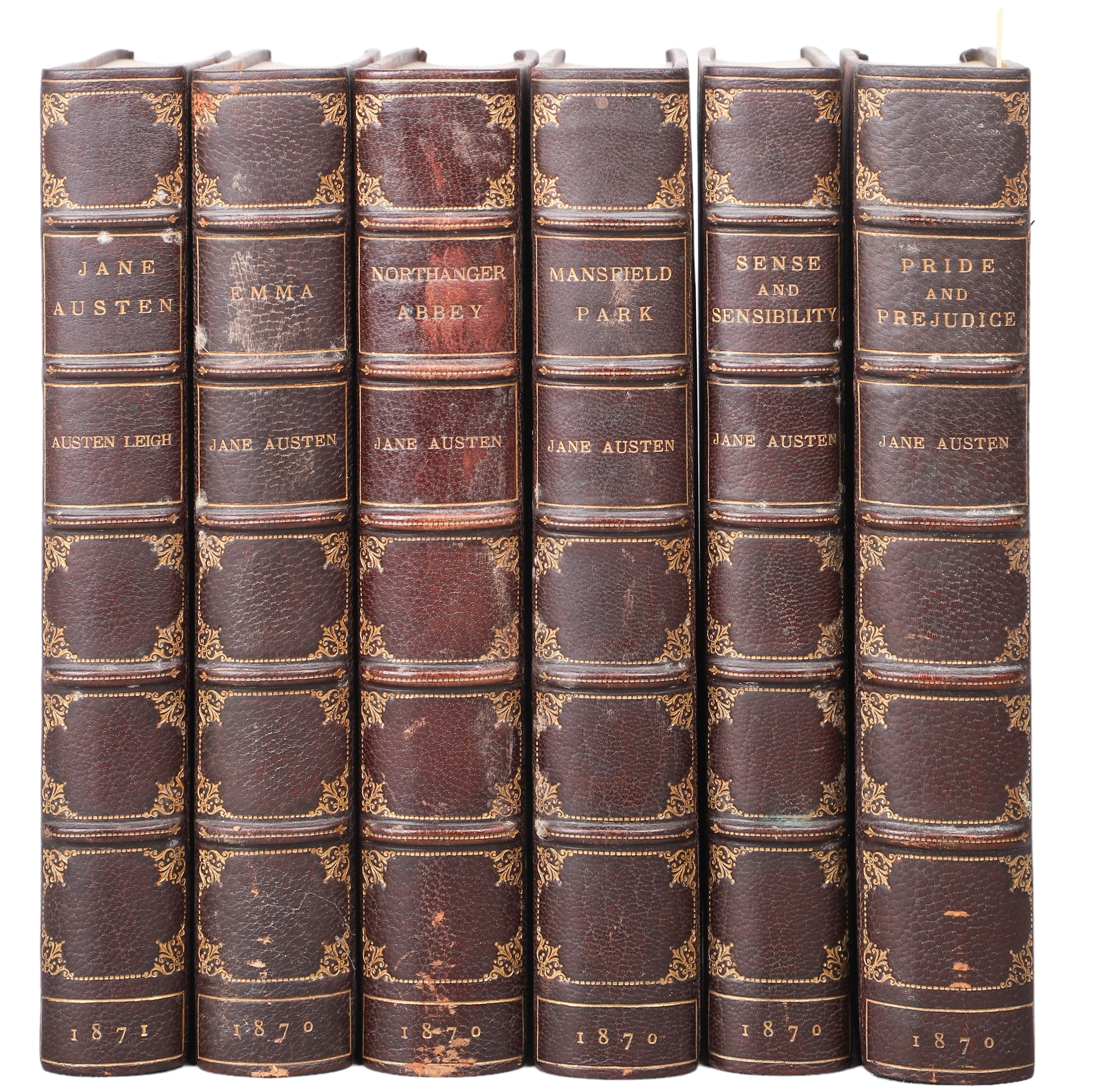 Appraisal: Six identically bound volumes in half-leather by and about Jane