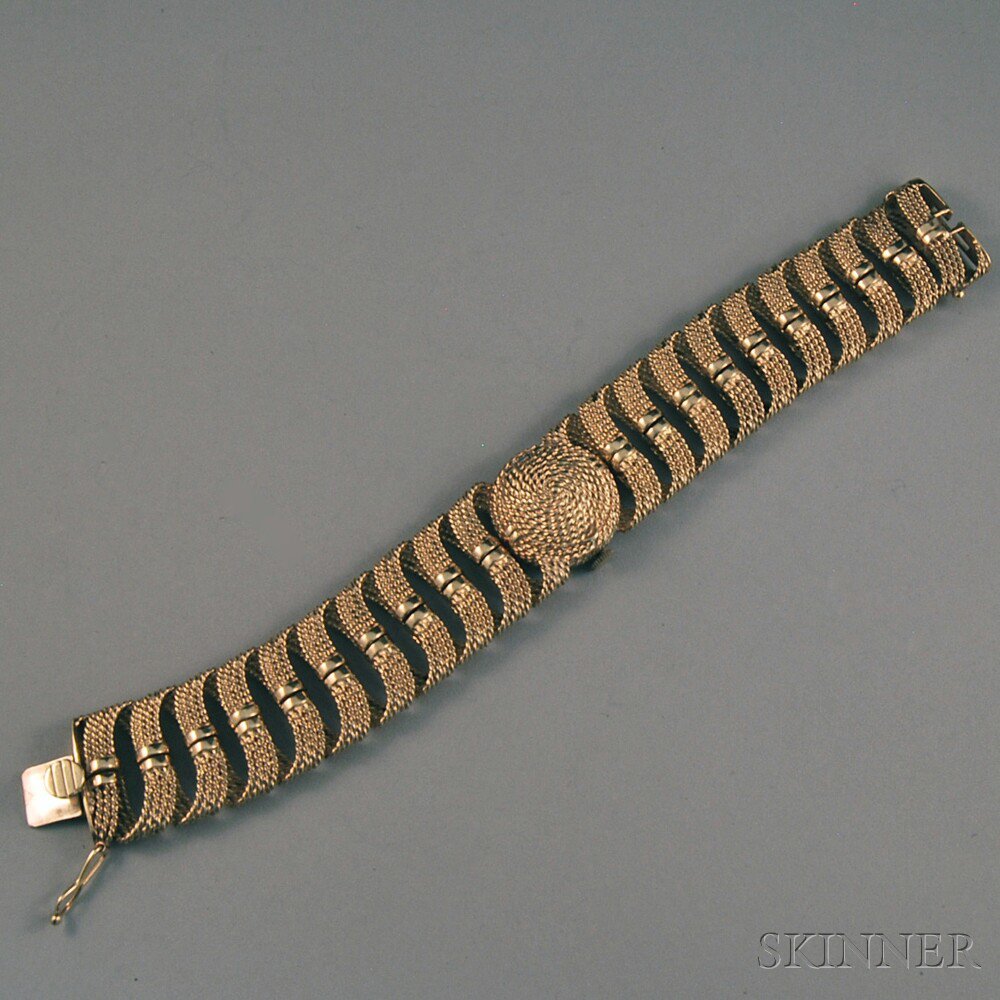 Appraisal: kt Gold Covered Bracelet Wristwatch the band of ropetwist-form gold