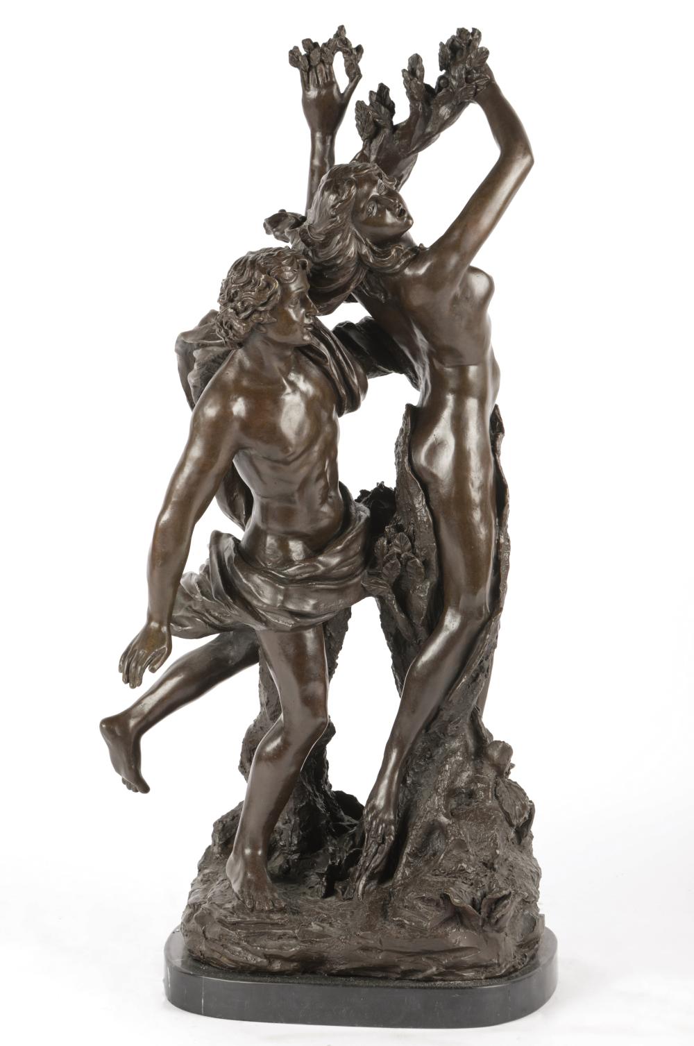 Appraisal: BRONZE FIGURAL GROUP APOLLO DAPHNEunsigned modeled after Bernini mounted to