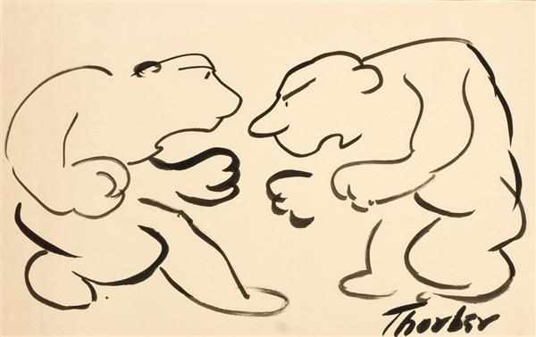 Appraisal: JAMES THURBER American - Picking the Flower The Match ink