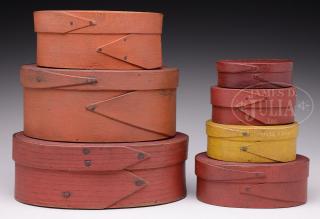 Appraisal: FINE GROUP OF SEVEN OVAL COVERED PANTRY BOXES FINE GROUP