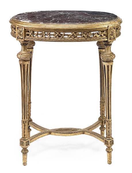 Appraisal: A Louis XVI style giltwood side table height in width