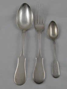 Appraisal: A large Russian silver table spoon and fork and a