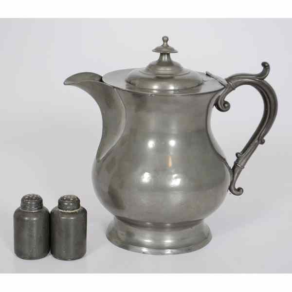 Appraisal: Sellew Co Pewter Pitcher Plus American Cincinnati th century A