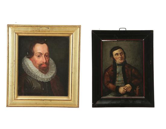 Appraisal: TWO PORTRAITS OF MEN EUROPEAN TH CENTURY Both unsigned Oil