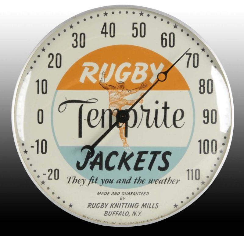 Appraisal: Pam Thermometer for Rugby Jackets Description Glass and metal Moderate