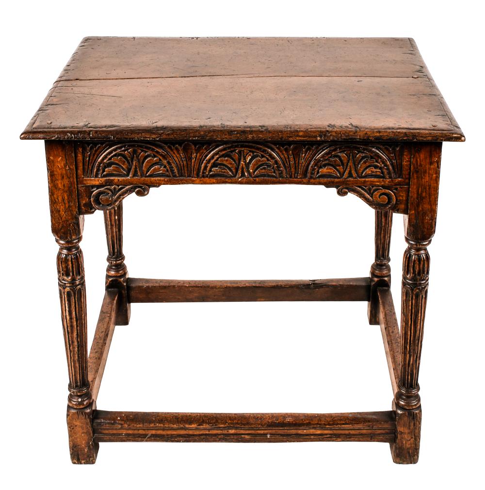 Appraisal: ENGLISH RENAISSNACE-STYLE CARVED OAK SIDE TABLECondition splitting and gouges to