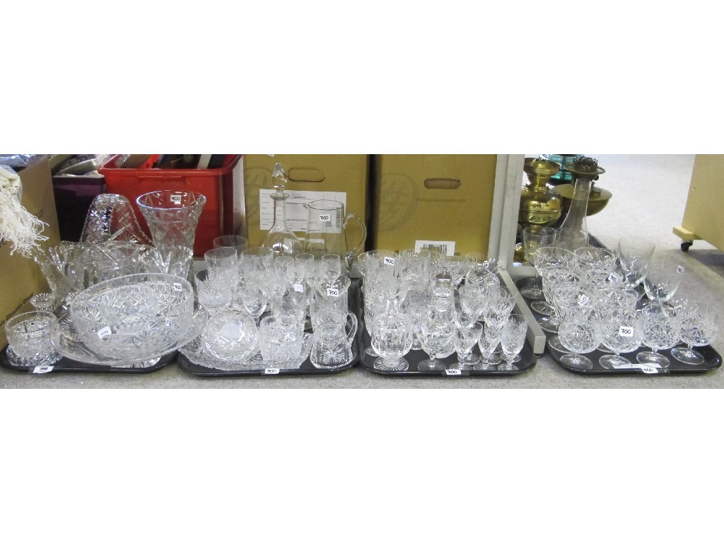 Appraisal: Four trays of assorted glassware - crystal drinking glasses vases