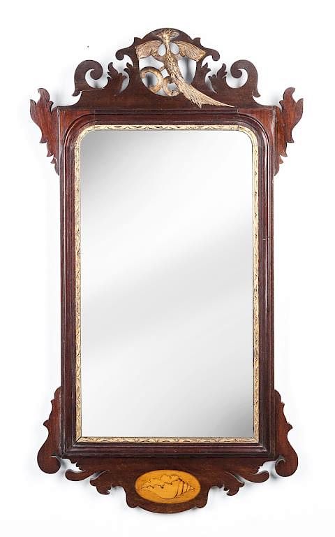 Appraisal: Chippendale Mirror with Phoenix Crest DESCRIPTION Chippendale mirror with beveled