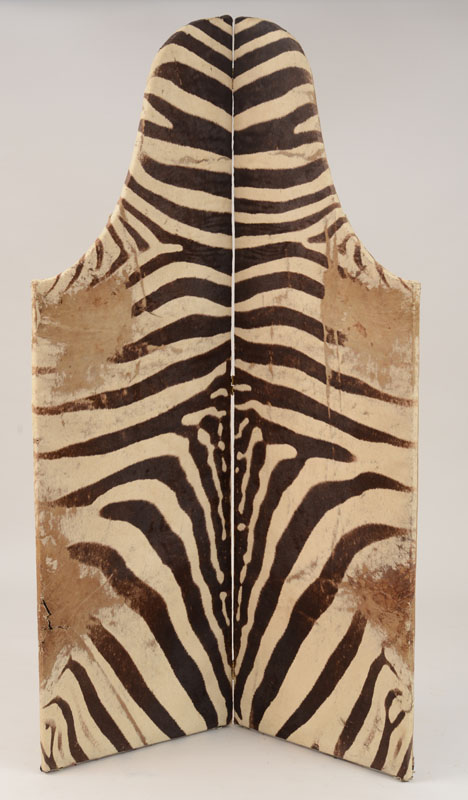 Appraisal: Zebra Skin-Covered Two-Fold Screen ft in x in Provenance The