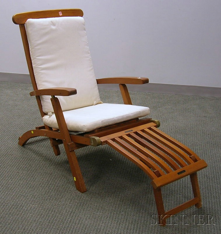 Appraisal: Brass-mounted Teak Folding Steamer-style Chaise