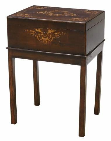 Appraisal: English rosewood document box on stand th c lid and