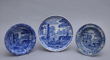 Appraisal: TWO SPODE TRANSFER-PRINTED ARTICLES AND MATCHING STUBBS SOUP PLATE IN