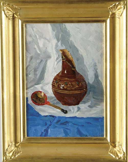 Appraisal: STANISLAV VASILEVICH PETRASHEVSKI Russian - ARRANGEMENT WITH WOODEN SPOON Oil