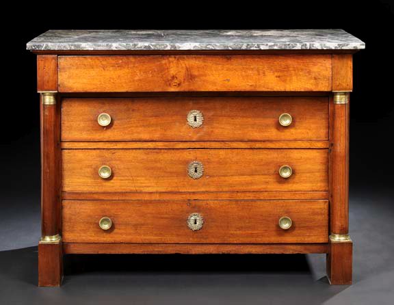 Appraisal: Empire Mahogany and Marble-Top Commode early th century the rectangular