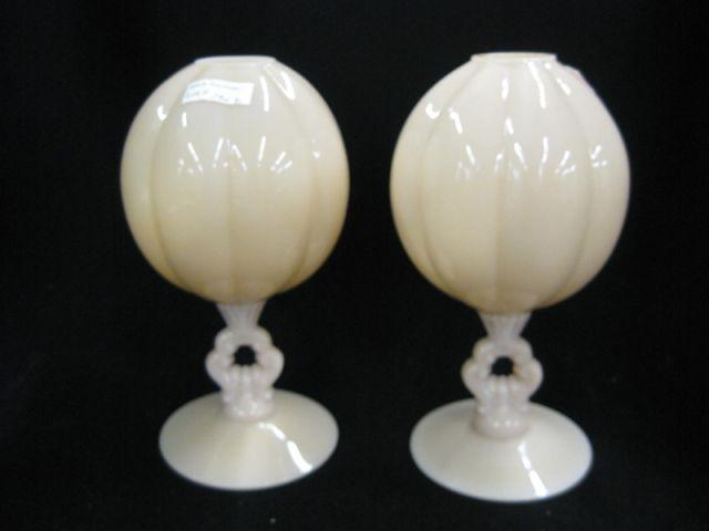 Appraisal: Pair of Cambridge Crown Tuscany Vases rose bowl tops pedestal