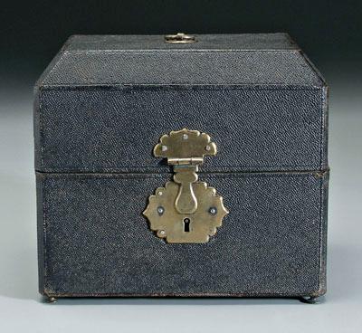 Appraisal: Shagreen traveling apothecary brass mounted interior with six compartments four