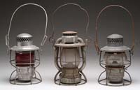 Appraisal: LOT OF THREE RAILROAD CONDUCTOR S LANTERNS Includes Dietz raised