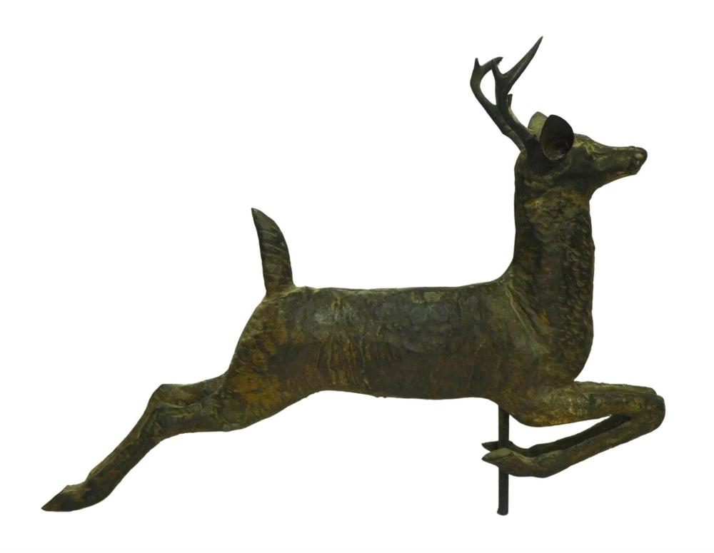 Appraisal: Leaping stag weathervane American th C molded copper with patina