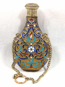 Appraisal: A Russian silver gilt perfume bottle decorated with cloisonne enamel