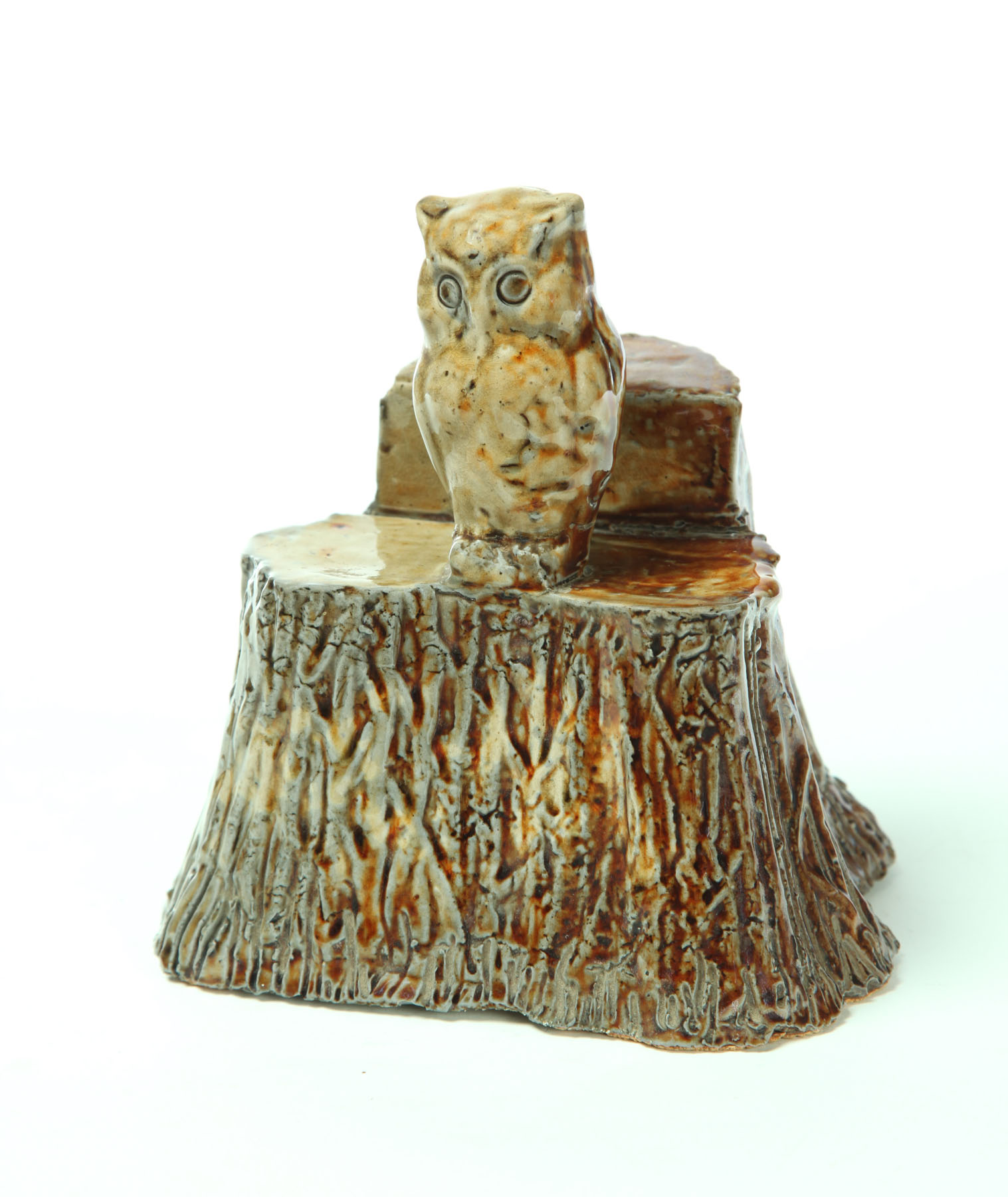 Appraisal: SEWERTILE OWL ON STUMP Ohio early th century Single owl