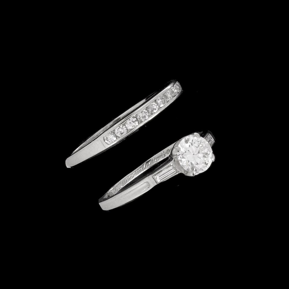 Appraisal: Vintage Tiffany Co Diamond Wedding Set Vintage Tiffany Co Diamond