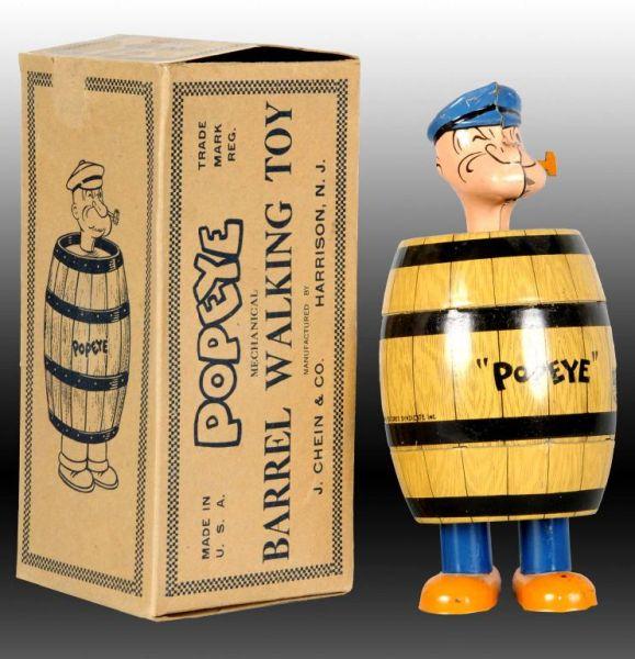 Appraisal: Chein Tin Wind-Up Popeye Barrel Walking Toy Description Includes original