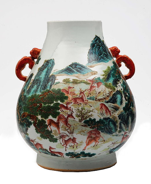 Appraisal: A Chinese famille rose 'Hundred Deer' vaseRepublic period - of