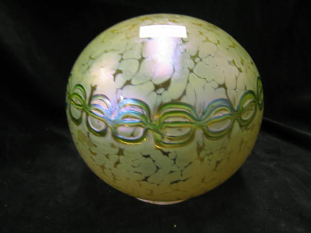 Appraisal: Loetz Art Glass Shade iridescent with green chain design on