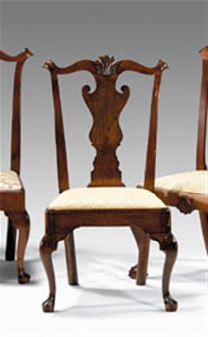 Appraisal: Chippendale walnut side chair philadelphia - The serpentine crest centering