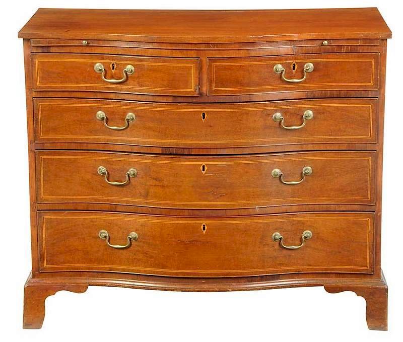 Appraisal: Fine Southern Federal Serpentine Chest Virginia Maryland circa figured mahogany