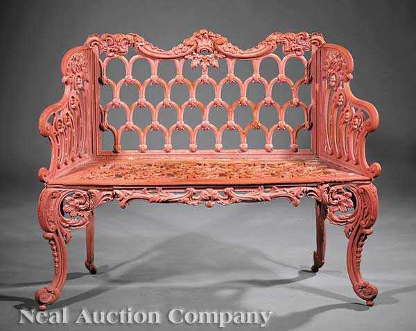 Appraisal: An American Rococo Cast Iron Settee mid- th c with