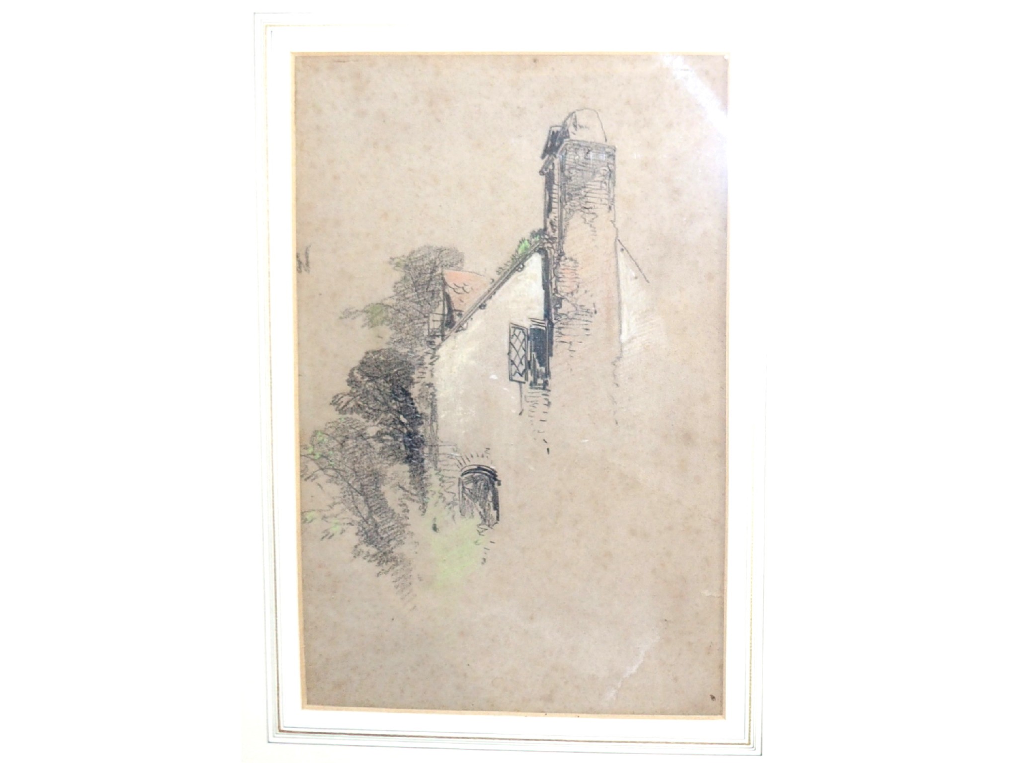 Appraisal: Attributed to HENRY BRIGHT Gable End charcoal and pastel