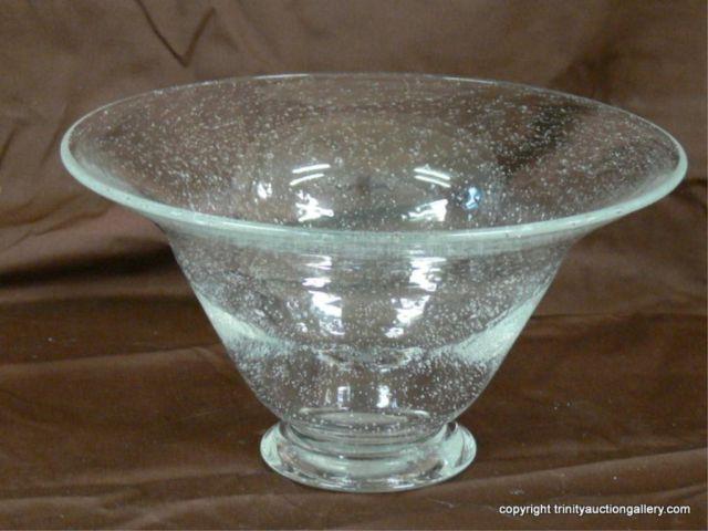 Appraisal: Footed Blown Bubbled Glass Console Bowl - nice flared rim