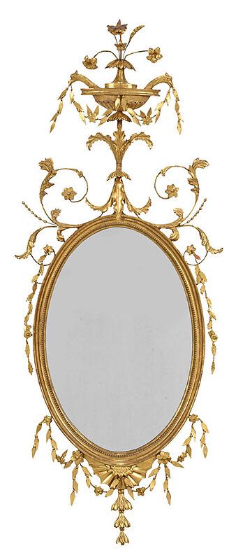 Appraisal: Fine Adam Carved Giltwood Oval Mirror British late th century