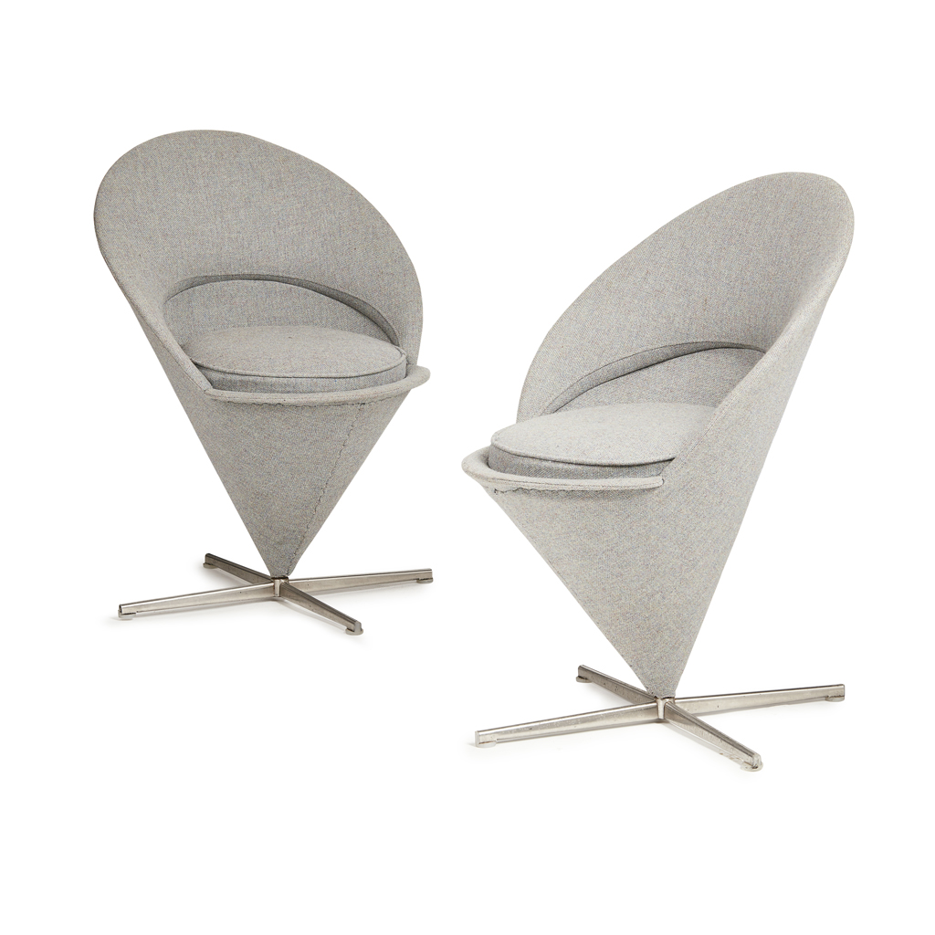 Appraisal: VERNER PANTON - FOR VITRA TWO 'CONE' CHAIRS DESIGNED grey