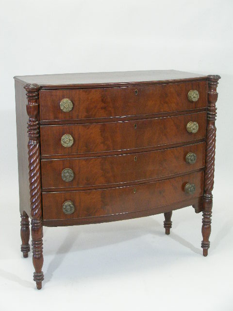 Appraisal: Sheraton Bow-Front Chest of Drawers probably New Hampshire early th