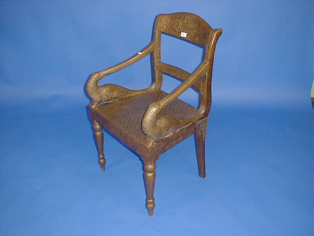 Appraisal: A brass encased Indian carver chair