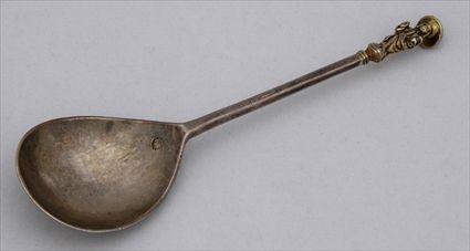 Appraisal: ENGLISH SILVER AND SILVER-GILT APOSTLE'S SPOON Marks rubbed the angular