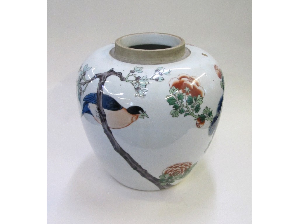 Appraisal: Chinese ginger jar decorated with Chrysanthemums def and no lid