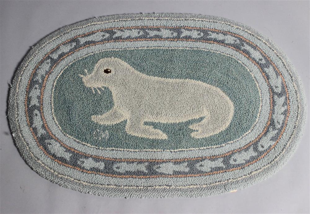 Appraisal: HISTORIC NANTUCKET MCADOO RUGS HANDMADE OVAL WOOL HOOKED RUG WITH