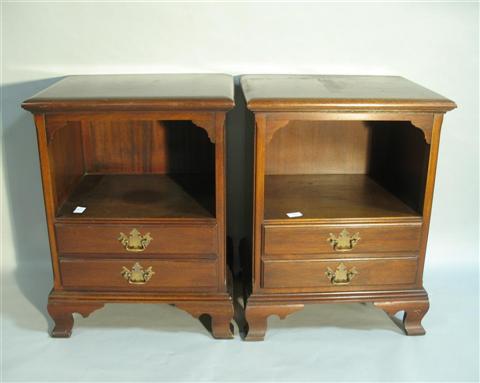 Appraisal: PAIR GEORGIAN STYLE MAHOGANY BEDSIDE TABLES th century each with