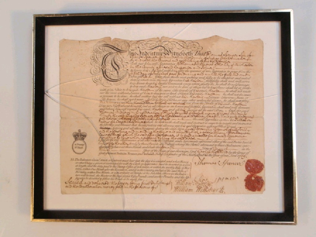 Appraisal: A framed thC indenture