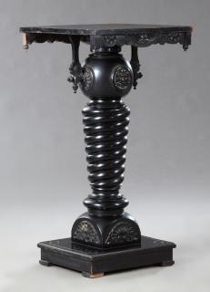 Appraisal: American Aesthetic Ebonized Pedestal mid th c the square top